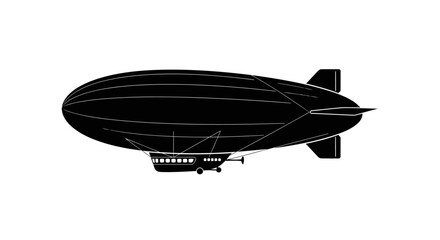 vintage airship elegant black silhouette on transparent background