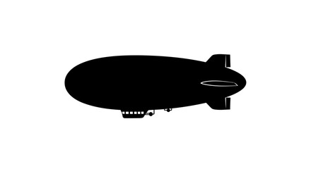 Fototapeta premium vintage airship sleek black silhouette on transparent background