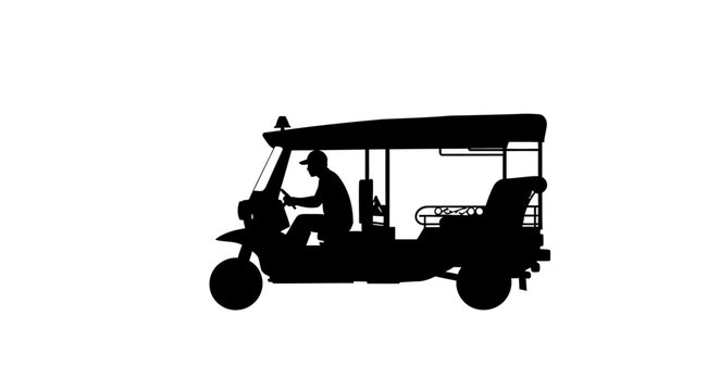 tuktuk driver silhouette transparent background vector illustration