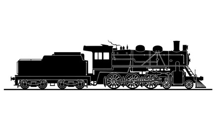 vintage steam locomotive silhouette transparent background vector illustration