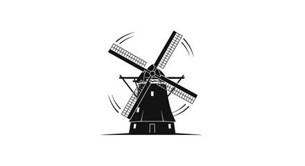 Fototapeta premium vintage windmill illustration transparent background for design projects