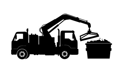 Naklejka premium waste removal truck silhouette transparent background vector illustration