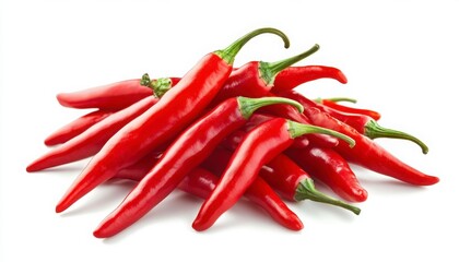 Pile Of Red Chili Peppers On White Background