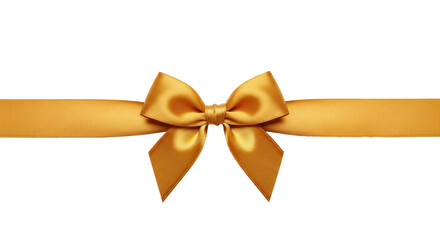 A beautiful shiny golden ribbon with a bow on a transparent background