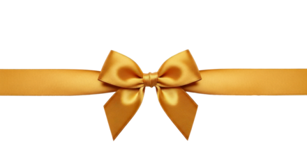 A beautiful shiny golden ribbon with a bow on a transparent background