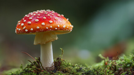Fly Agaric Mushroom with Red Cap – Toxic Forest Fungus