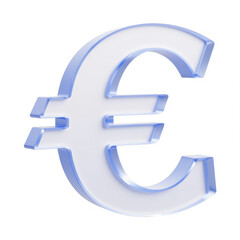 Fototapeta premium 3D rendered transparent euro currency symbol on white background