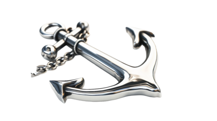 Nautical Silver Anchor Representing Safe Harbor on white background