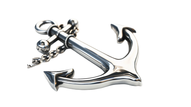 Nautical Silver Anchor Representing Safe Harbor on white background