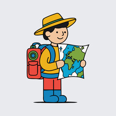 World Tourism Day vector collection in solid colors featuring tourist characters, travel maps, airplane icons, hotels, and cruise ships, perfect for tourism, vacation, and travel agency projects.