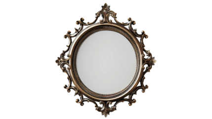 Vintage Decorative Mirror with Carved Details on white background