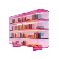 Colorful modern bookshelf showcasing a vibrant collection of books in a stylish contemporary setting