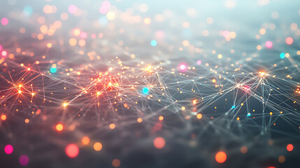 Network of Connected Dots in a Futuristic Glow