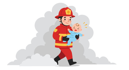 Brave Firefighter Rescues Baby from Smoke