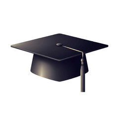 A black graduation cap with a tassel, symbolizing academic achievement and the completion of studies.