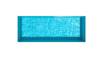 Aerial view of a rectangular swimming pool reflecting sunlight on a black backdrop