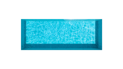 Aerial view of a rectangular swimming pool reflecting sunlight on a black backdrop