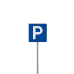 Minimalist parking sign against a dark background conveying a sense of clarity and direction