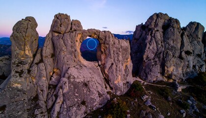 Sunrise through a rock archway