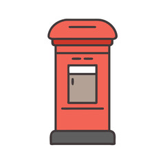 Classic British Red Post Box Icon Vector - Mail, Post, and Delivery Symbol