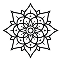 Intricate Black and White Floral Mandala Design