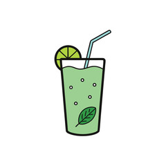 Refreshing iced herbal green drink with mint and lime illustration
