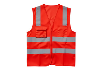 Safety Vest Bright Orange Reflective Workwear Construction Gear Protective Clothing isolated on transparent background