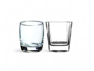 Pair of Clear Drinking Glasses Round and Square Design