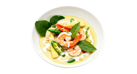 delicious thai green curry shrimp transparent background for menu design