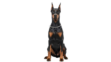 Portrait of doberman pinscher dog breed sitting isolated on white background pet animal canine friend 100 on transparent background