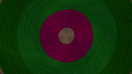 Abstract vibrant concentric circles in green, magenta, and gold for modern design projects