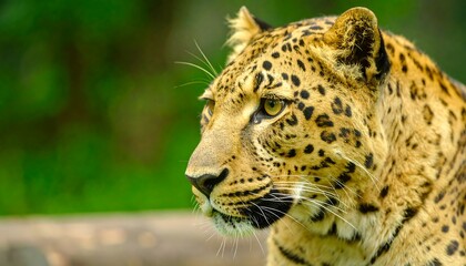 Close-up of a Majestic Leopard's Face in Natural Habitat