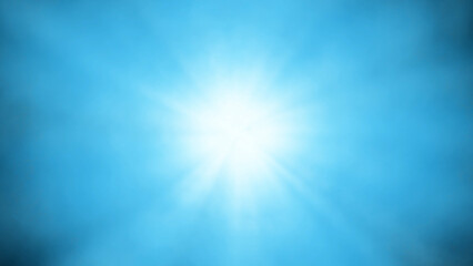 Fototapeta premium Bright sunburst radiating light across a vibrant blue sky, creating a sense of hope and joy