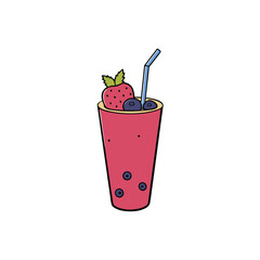 Refreshing mixed berry smoothie with blueberries and strawberries vibrant and healthy drink illustration