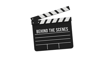 Fototapeta premium Behind the scenes movie film making production clapperboard cinema industry entertainment filmmaking action 100 on transparent background
