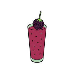Refreshing mulberry drink in a traditional glass with fresh berries