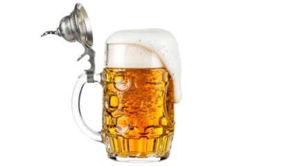 frothy beer stein with lid oktoberfest image with transparent background