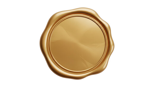 Gold wax seal stamp isolated on white background for letter envelope certificate document invitation 3d on transparent background