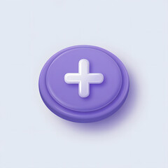 Obraz premium Purple isometric plus button for digital interface design