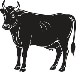 Cow Silhouette – Farm, Animal, Dairy, Livestock Vector Isolate on White Background