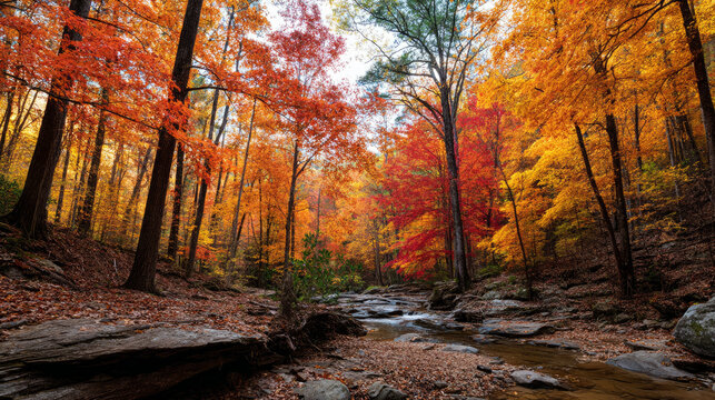 Beautiful forest background for screensaver. with sunbeams. Calm close-up of fairytale forest and nature landscape, panorama. Summer vacation, holiday, amazing nature. autumn