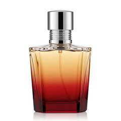 Bottle of red cologne or perfume for fragrance use