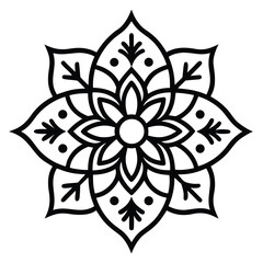 Black and White Geometric Floral Mandala Design