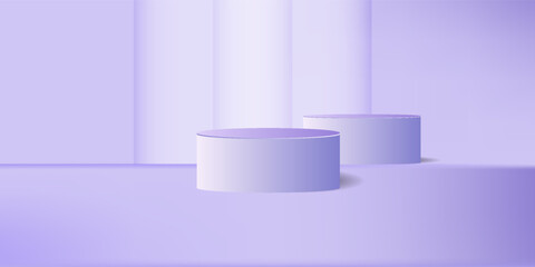 Minimal 3D Cylinder Podium in Pastel Purple Background — Abstract Geometric Stage for Product Display and Presentation Design