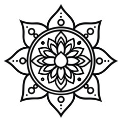 Black and White Lotus Mandala Design