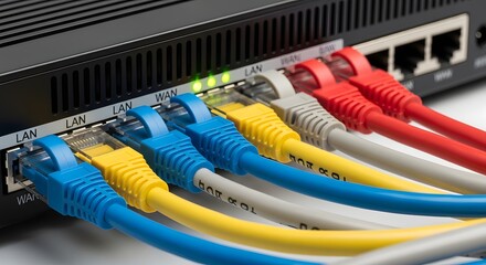 Reliable ethernet connections running smoothly for secure network communication and data transfer in a business environment