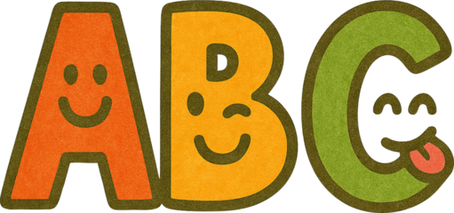 Back To School ABC Cartoon Illustration – Cute Colorful Letters A B C Vintage Style For Classroom, Education And Learning Projects