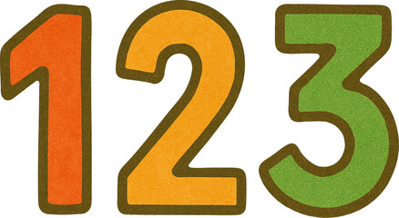 Naklejka premium Back To School Numbers Cartoon Illustration – Cute Colorful Digits 1 2 3 Vintage Style For Classroom, Education And Learning Projects