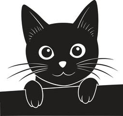 Black Cat Silhouette – Halloween, Pet, Animal, Cute Vector Isolate on White Background
