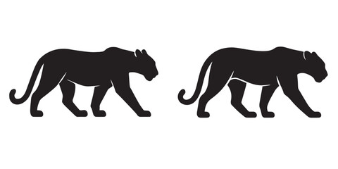 black tiger silhouette vector set